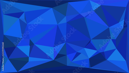 Abstract blue geometric background with triangular shapes and gradient shades of navy and royal blue.