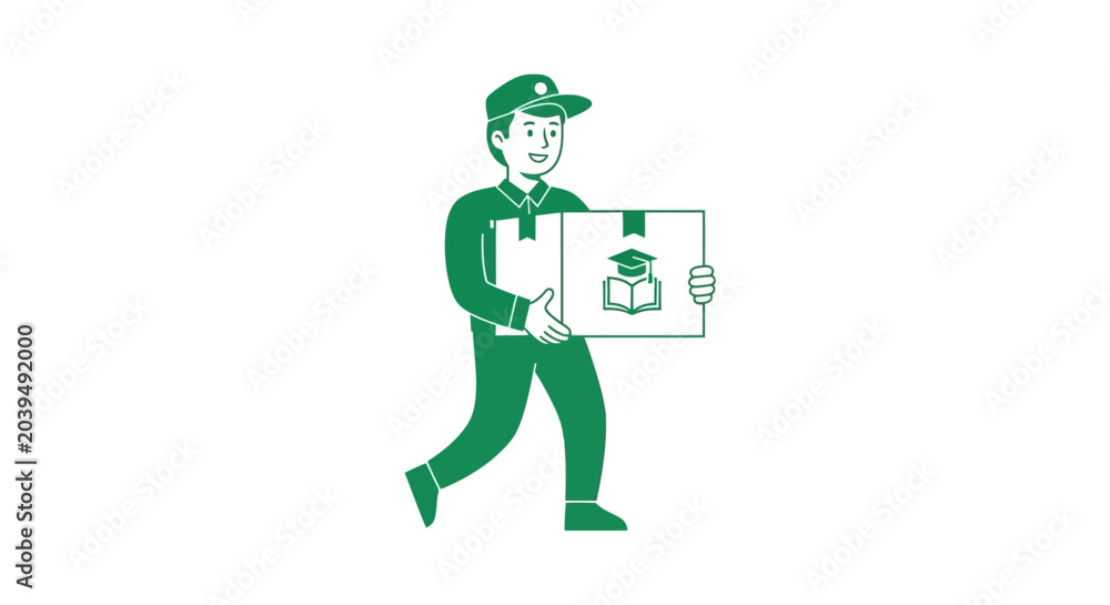 Φωτογραφία Man in green uniform carrying package.