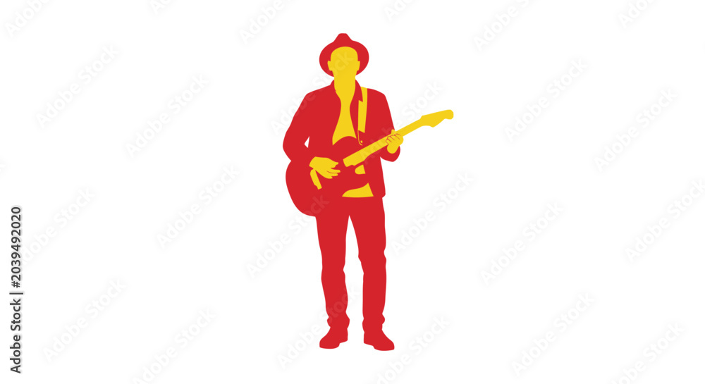 Εκτύπωση καμβά Man playing electric guitar solo instrument.