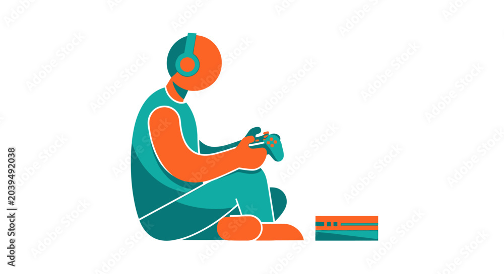Foto Man playing video games sitting down.
