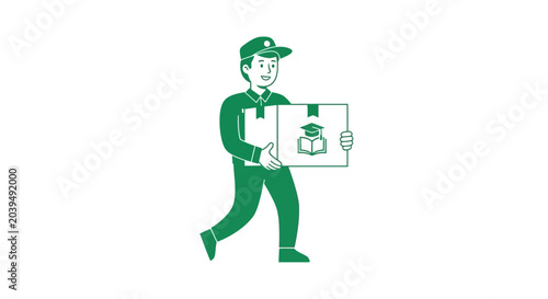 Fotografi Man in green uniform carrying package.