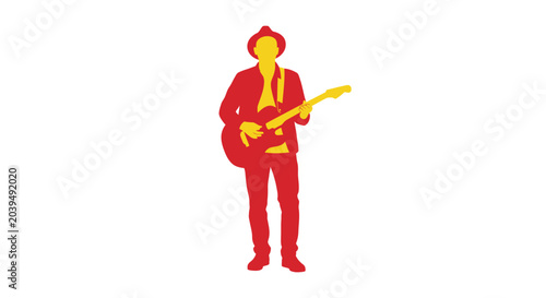 Принти на полотні Man playing electric guitar solo instrument.