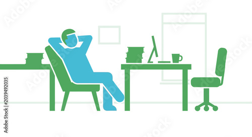 фотографія Man Relaxing in Office Chair Back.