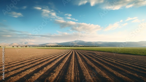 A photo of fields with freshly plowed land