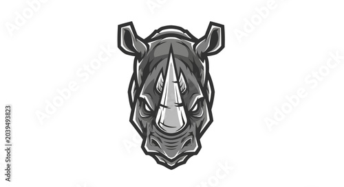 Photography Black and white rhino head portrait.