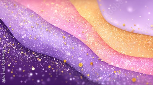 Abstract Glittery Colorful Sparkling Background with Pink Purple Gold Hues for Creative Design
