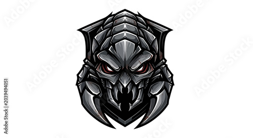 Konstfotografi Metallic dragon head with sharp teeth.