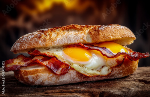 Bocadillo de bacon y huevo
