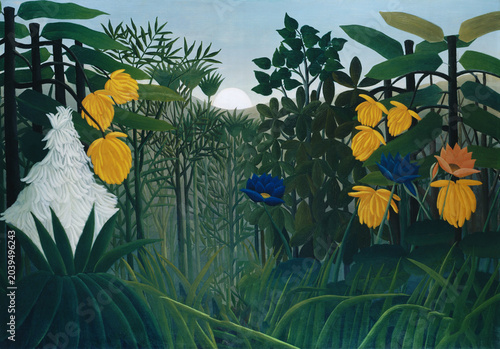 Schilderij op canvas Vintage painting of lush jungle