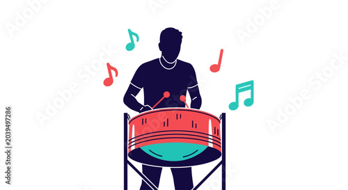 Fotografía Man playing a steel drum instrument.