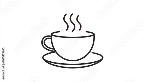 Outline icon of a coffee cup with steam rising, symbolizing hot beverages and morning coffee rituals