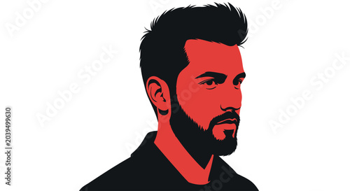 Tableau sur toile Man with beard and short hair.