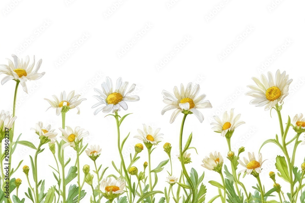 Obraz premium Daisy line horizontal border flower plant petal.