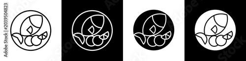Tableau sur toile Fish black and white icon design concept