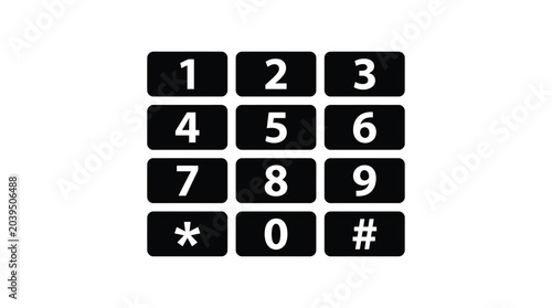 Fotografie number keypad layout in black and white silhouette digits numeric buttons interf