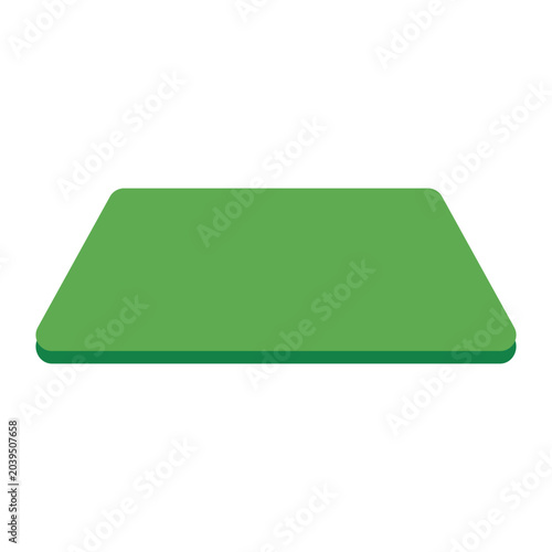 Plain rectangle floor door mat rug in solid grass green shade for entry layout in flat vector style