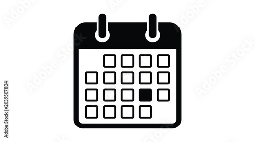 Tableau sur toile calendar grid with black squares silhouette white background icon date month yea