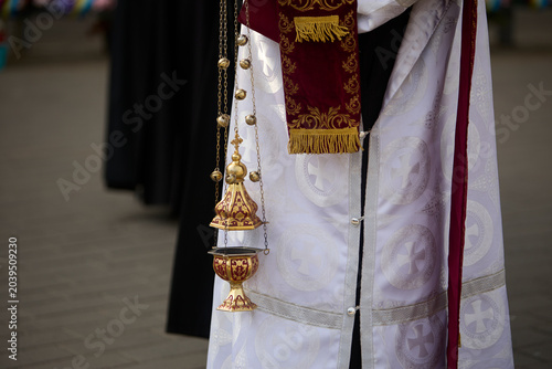 Obraz na plátně Clergy in black religious vestments