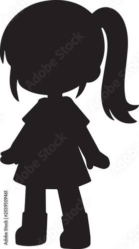 Simple Silhouette Design of Cute Girl 