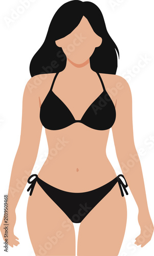 Summer Beach Fashion Woman in Bikini Flat Design Vector