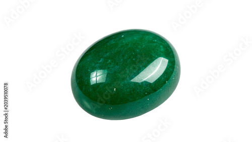 Foto Polished smooth oval natural dark green jade gemstone isolated on transparent ba