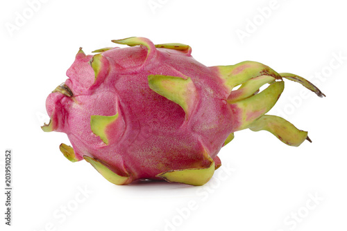 Fresh red dragon fruit whole isolated on a transparent background