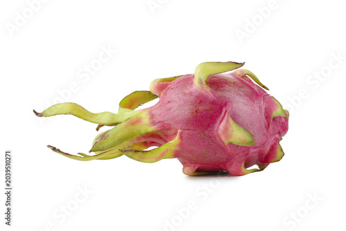 Fresh red dragon fruit whole isolated on a white background
