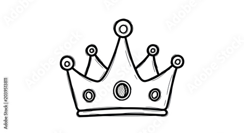 Schilderij op canvas Hand Drawn Royal Crown Vector Illustration