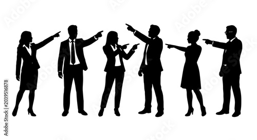 Foto Business Team Pointing Silhouettes, Diverse Group Accusation Gestures, Professio