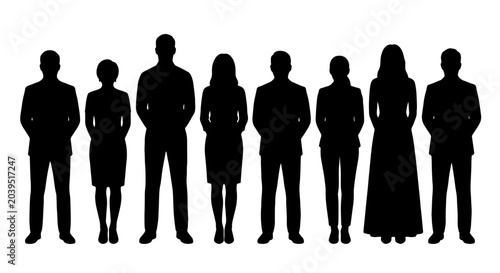 Konstfotografi Diverse Group Silhouette Vector, Business Team Figures, Professional People Icon