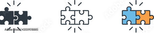Konstfotografi Compatibility Icon Symbol Collection Vector Illustration, Relationship, Connecti