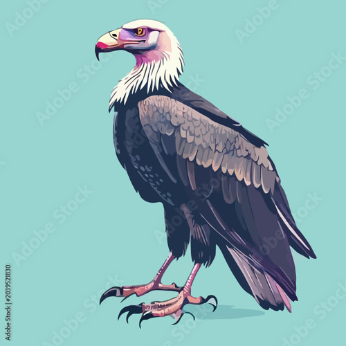 Tableau sur toile A detailed digital illustration of a large wild scavenger bird