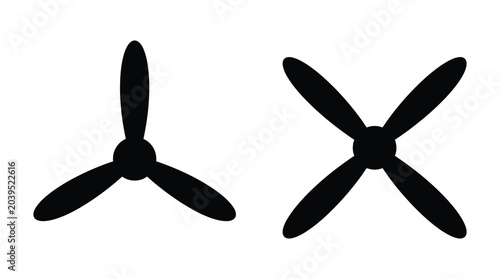 Bild auf Leinwand propeller shapes in black silhouette aircraft marine engine fan blade rotor tran