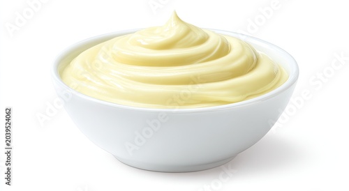 Creamy Yellow Custard Swirl in a White Bowl.