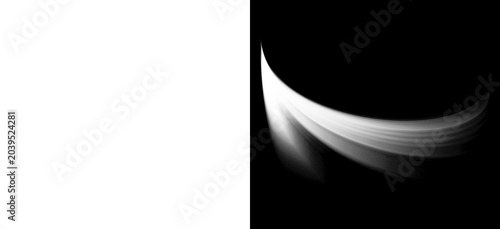 Valokuva Abstract white light swoosh isolated on black background and transparency grid digital curved motion effect graphic element for modern dynamic composition design flow