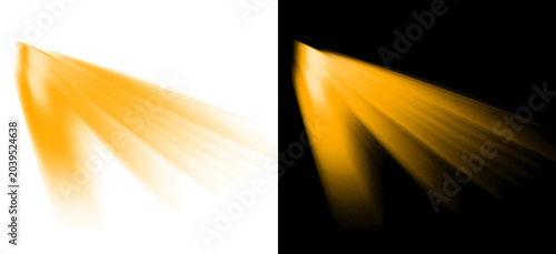 Bild auf Leinwand Orange stage spotlight beam effect on transparent background glowing volumetric lighting rays for theatrical performance cinematic light rays isolated for video composition