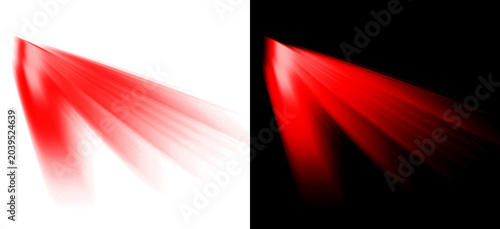 Bild auf Leinwand Red stage spotlight beam effect on transparent background glowing volumetric lighting rays for theatrical performance cinematic light rays isolated for video composition