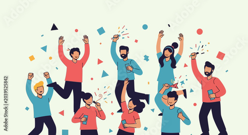 Photos Celebratory group of friends enjoying a party atmosphere