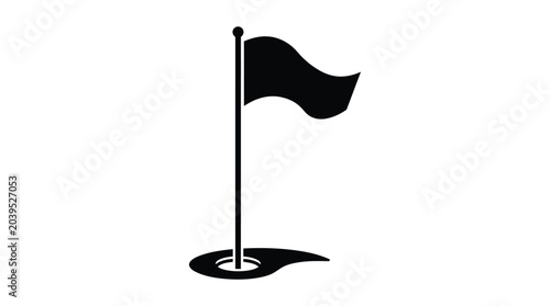 golf flag silhouette on white background hole pole sport game play course
