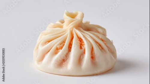 Delicious Steamed Dumpling with Plump Filling on White Background.