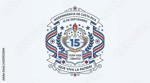 Costa Rica Independence Day emblem with vibrant colors