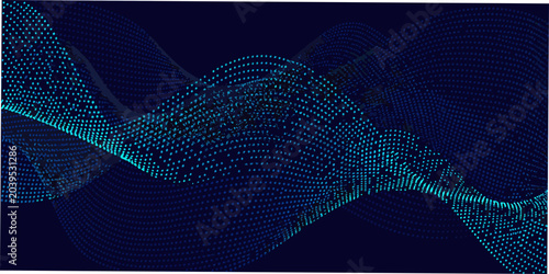 Photos flowing wave forms created from dots on dark blue background waves dot pattern a