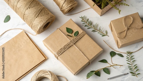 Eco-friendly gift wrapping with kraft paper