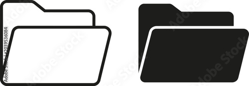 Folder Icons Vector Pack, Thin Line and Glyph Style Folder Symbols Collection for File Management, Document Organization, User Interface and Digital Applications