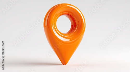 Orange 3D Location Pin Icon on White Background.
