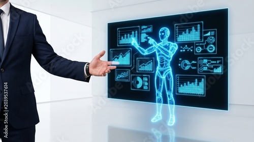 Presenter Visualizes a Digital Customer Service Agent Hologram
