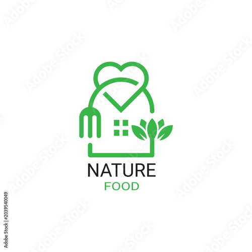 Healthy Home and Food Icon. Green Healthy Living Illustration.