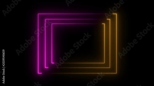 Animated glowing pink neon rectangular concentric frame graphic background