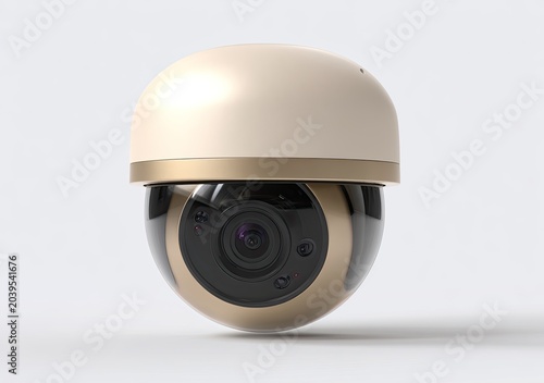 Modern Security Camera with Sleek Design on White Background.