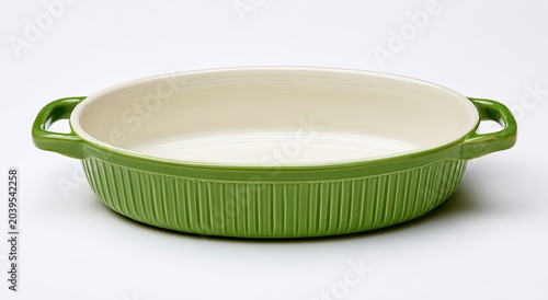Green Ceramic Oval Baking Dish with Handles.